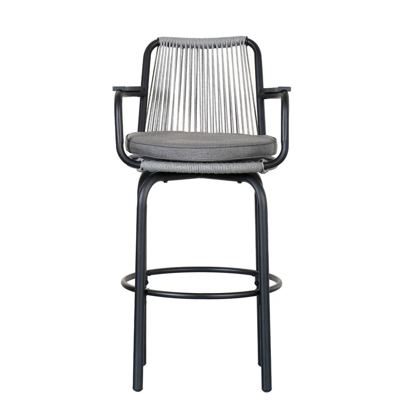 Outdoor Patio Bar Stools 29"H Set of 2, Modern Woven Rattan Rope Bar Height Chair by HouseOfZazla