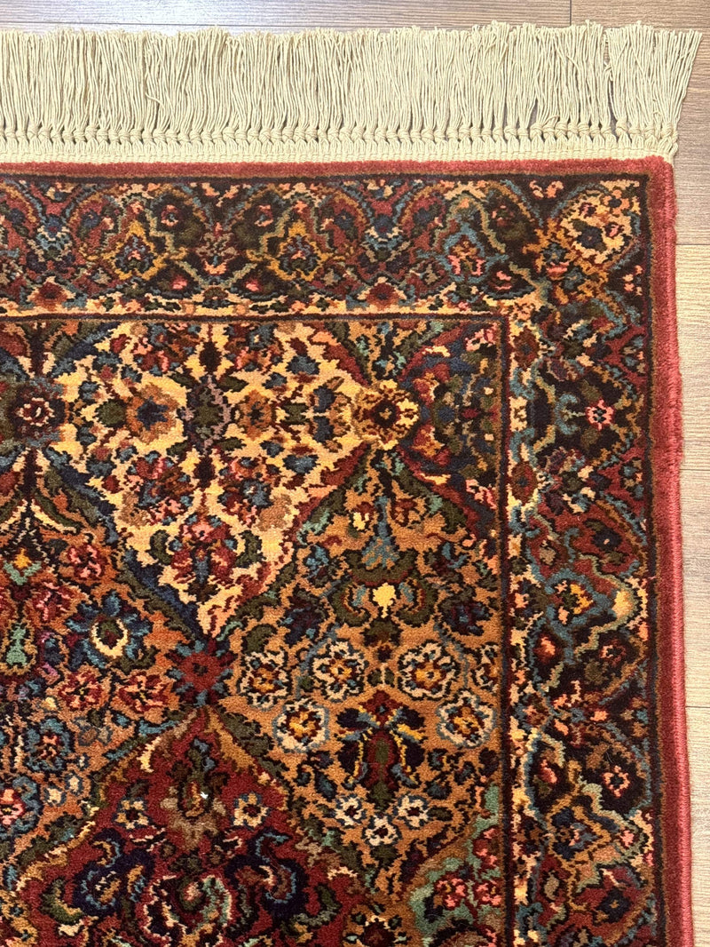 Karastan Rug 2.6 x 4 Multicolor Panel Kirman #717, Original 700 Series, Wool Pile Discontinued by Jewel Rugs