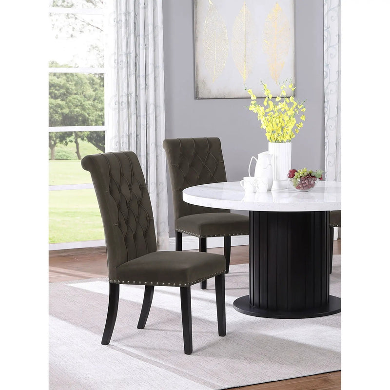 Side Chairs With Tufting Nailhead Trim (Set of 2) - Brown by HouseOfZazla