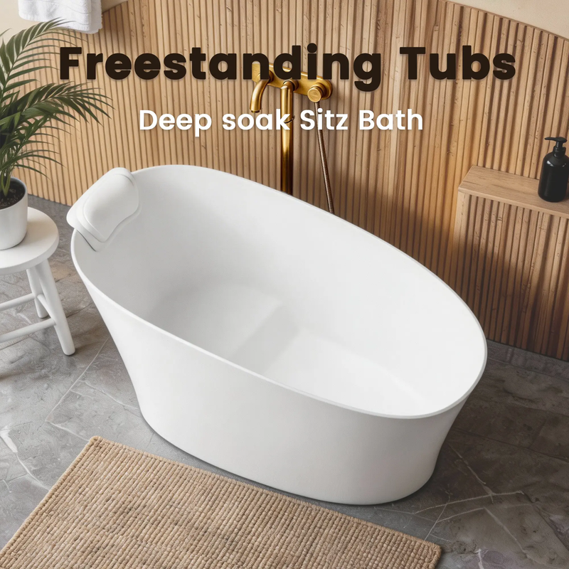 51" Solid Surface Oval Freestanding Glossy Bathtub by HouseOfZazla
