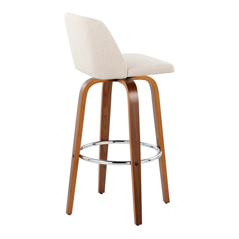 Toriano - Mid Century Modern Fixed Height, Barstool With Swivel With Round Footrest (Set of 2) by HouseOfZazla