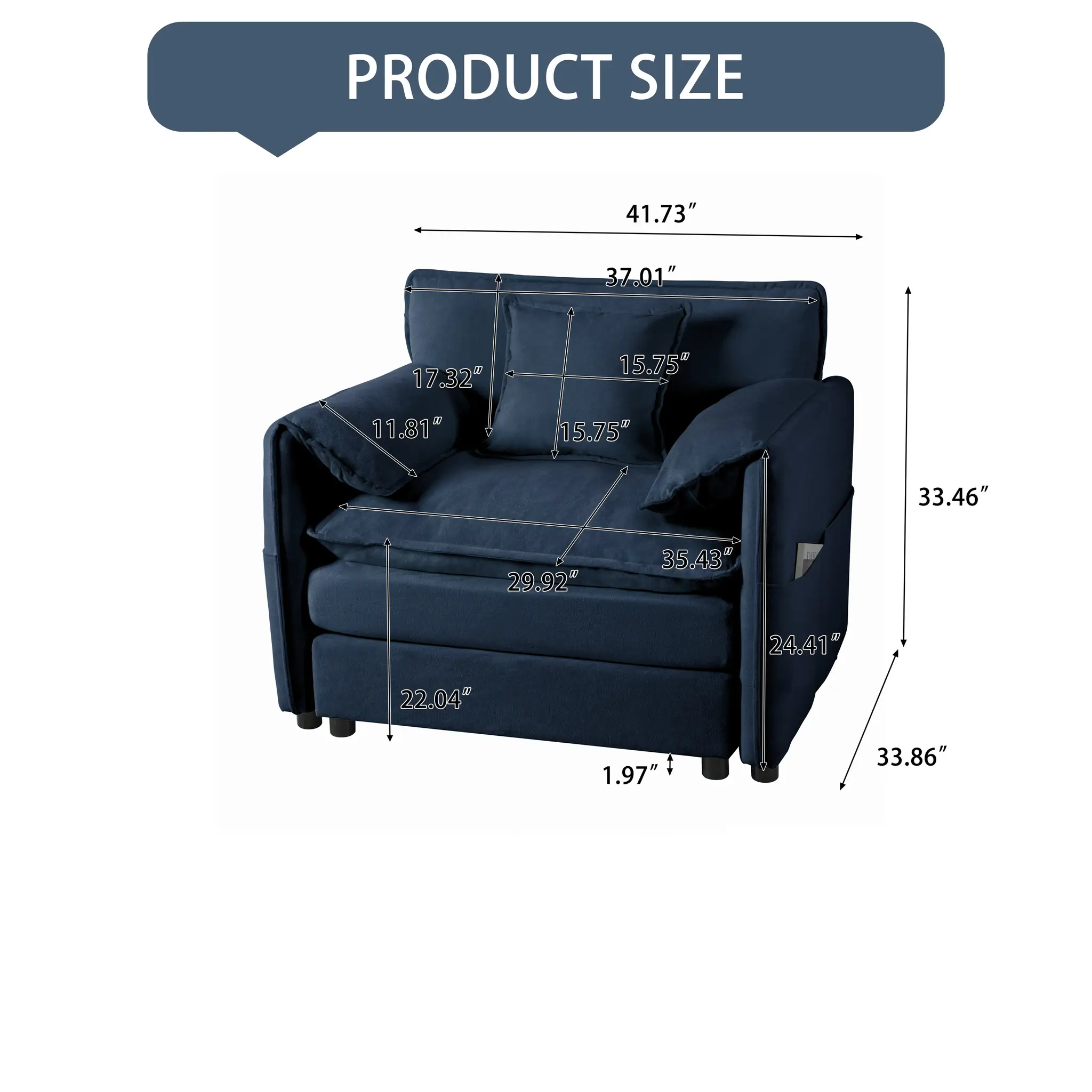 41.73" Modern Upholstered Sofa Chair by HouseOfZazla