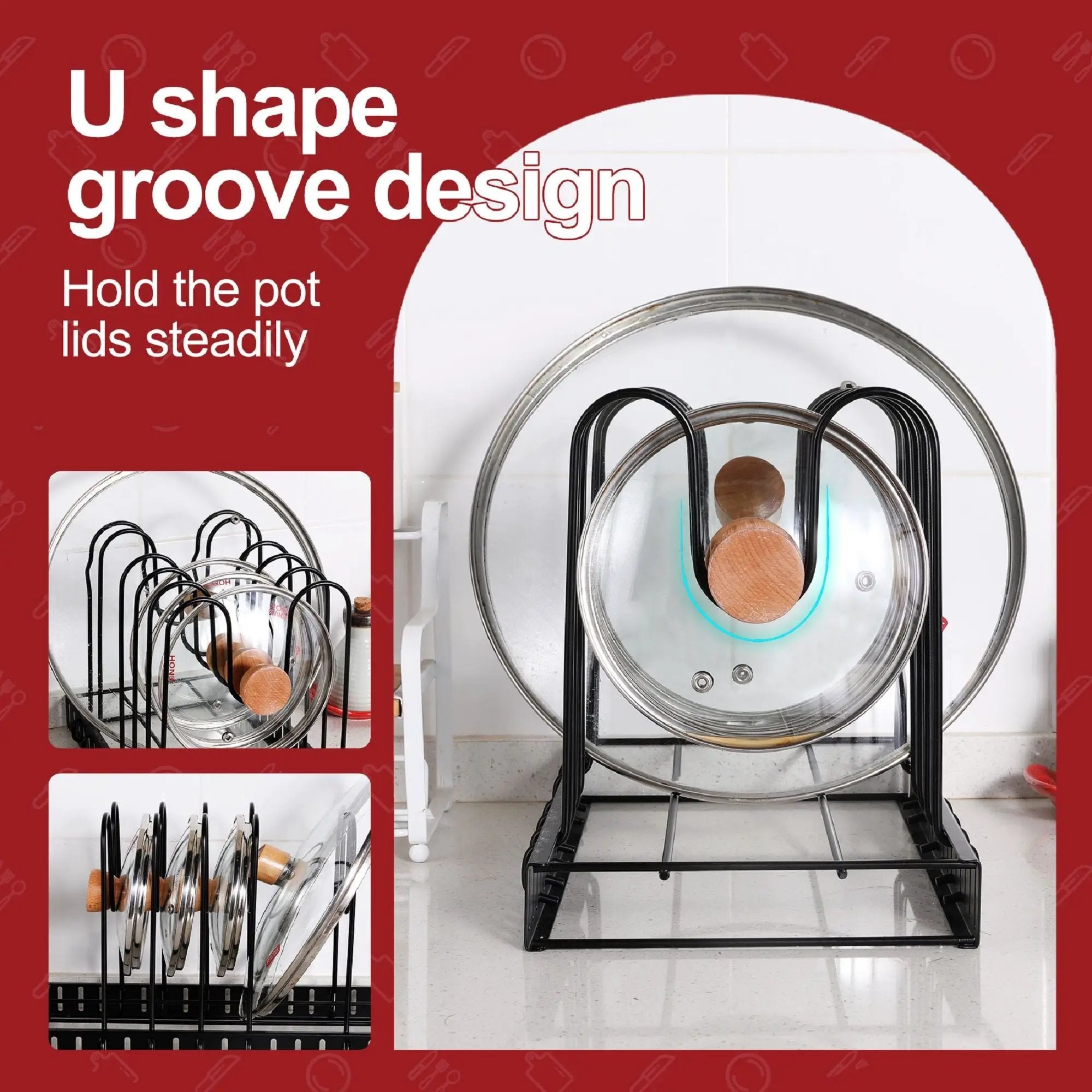 Adjustable Pot Rack Kitchen Storage Organizer - Black by HouseOfZazla