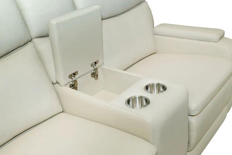 Gunner - Power Console Loveseat Recliner With Power And Power Headrest - Almond by Unique Piece Furniture