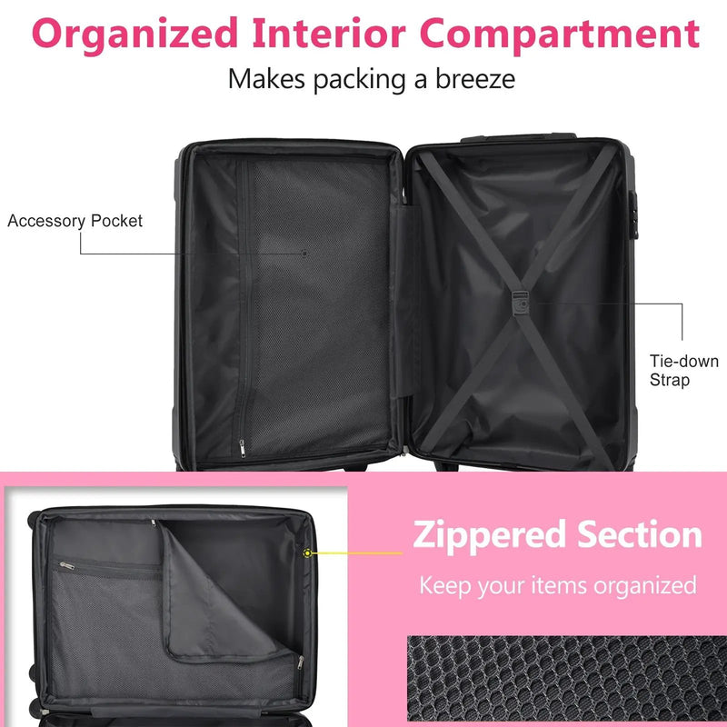 Lightweight Durable ABS Suitcases with Double Wheels by HouseOfZazla