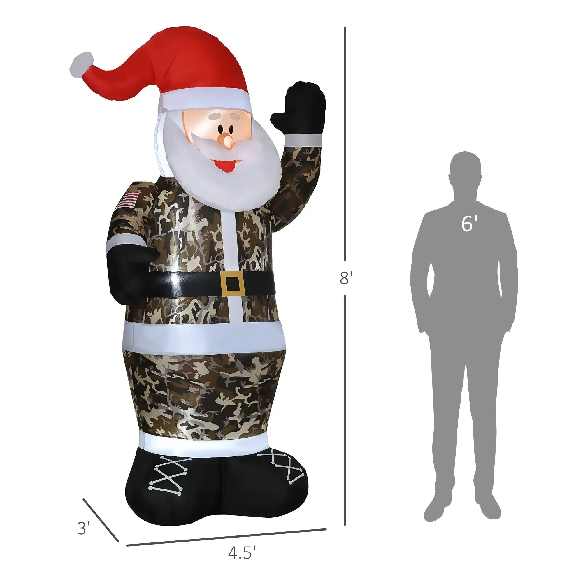 Christmas Inflatables Outdoor Decorations Santa Claus Wearing Camouflage by HouseOfZazla