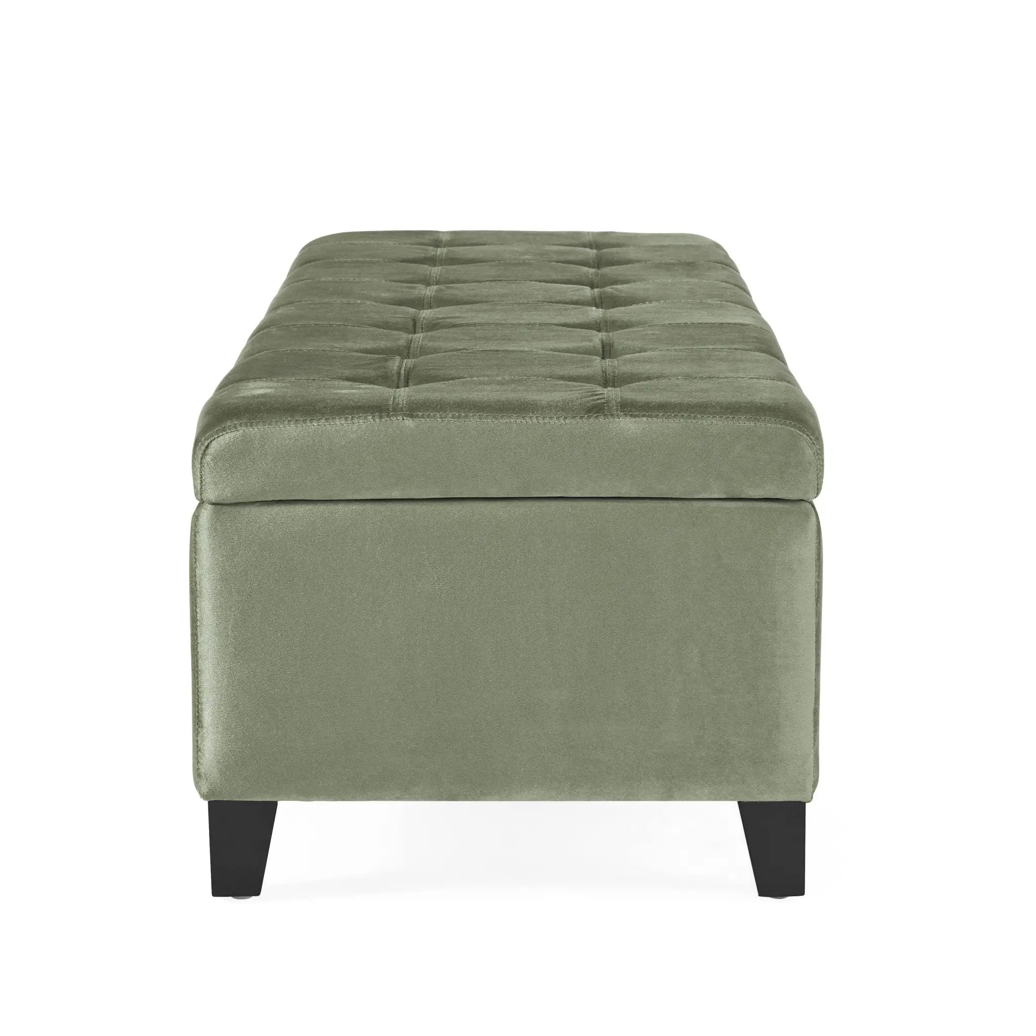 Wendover Elegant Tufted Storage Bench With Lift-Up Top And Birch Wood Legs by HouseOfZazla