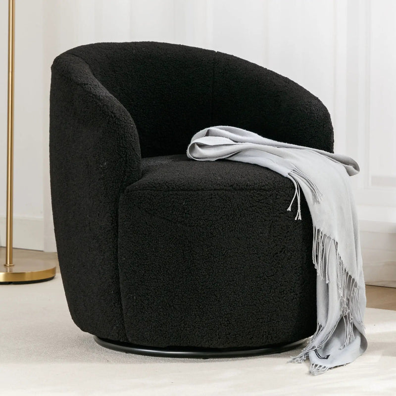 Teddy Fabric Swivel Accent Armchair Barrel Chair With Powder Coating Metal Ring by Unique Piece Furniture