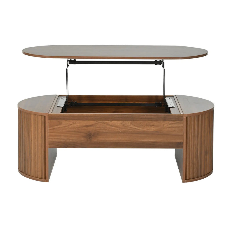 Lift Top Coffee Table With Hidden Compartment, Modern Oval Lift Tabletop For Home Living Room by HouseOfZazla