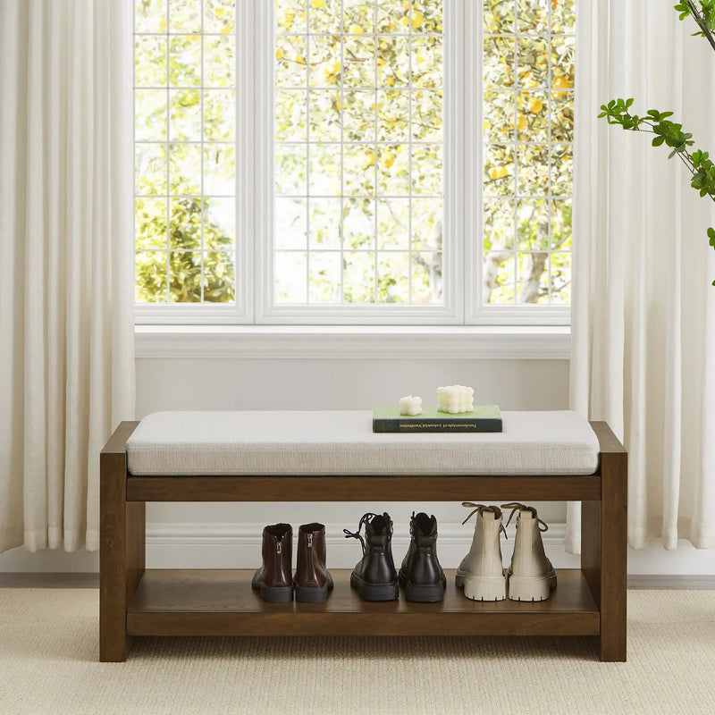 40" Accent Bench with Lower Shelf Shoe Rack by HouseOfZazla