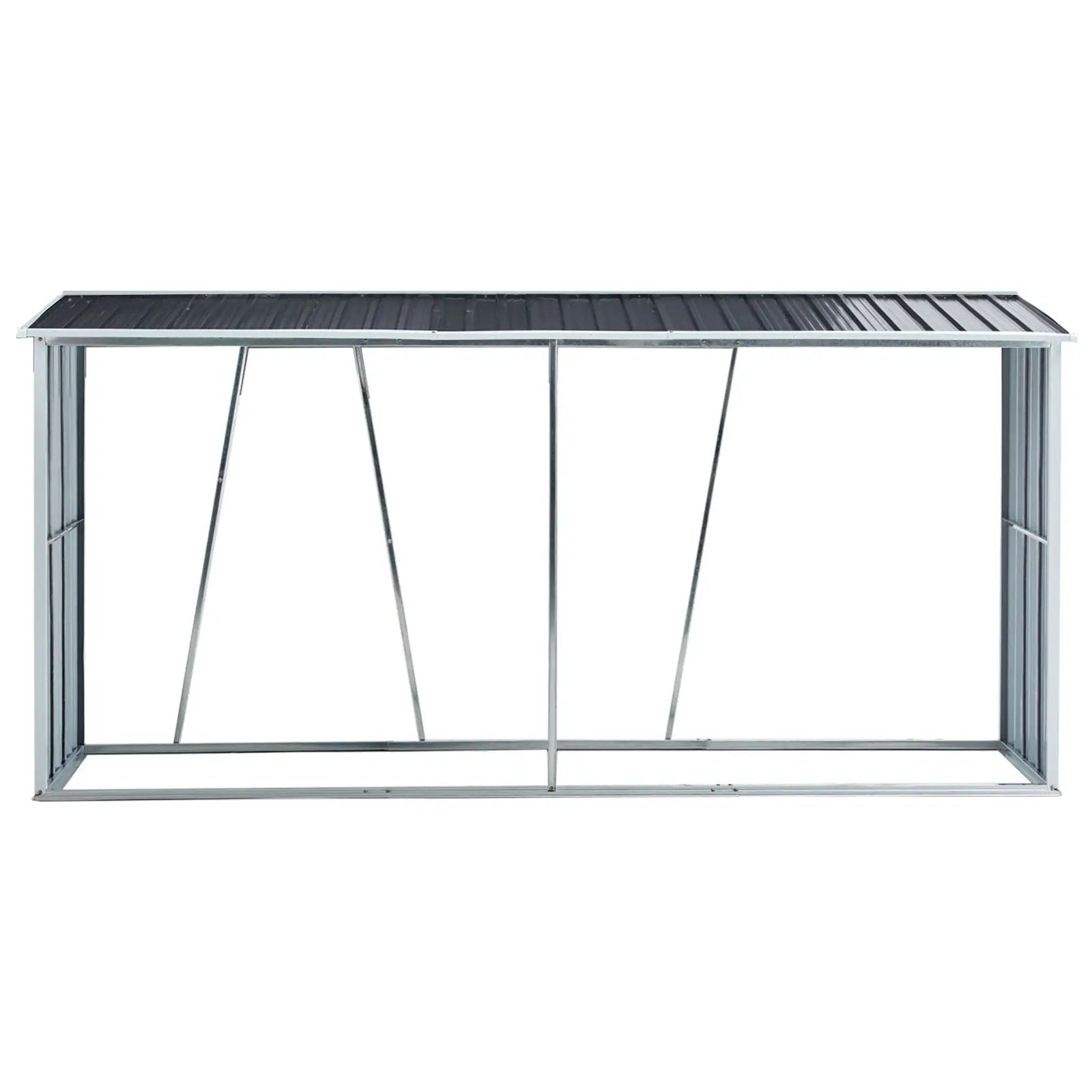 Firewood Rack, Log Holder With Roof, Log Storage, Firewood Stand For Outdoor Backyard Garden Patio Porch, Galvanized Steel - Gray by HouseOfZazla