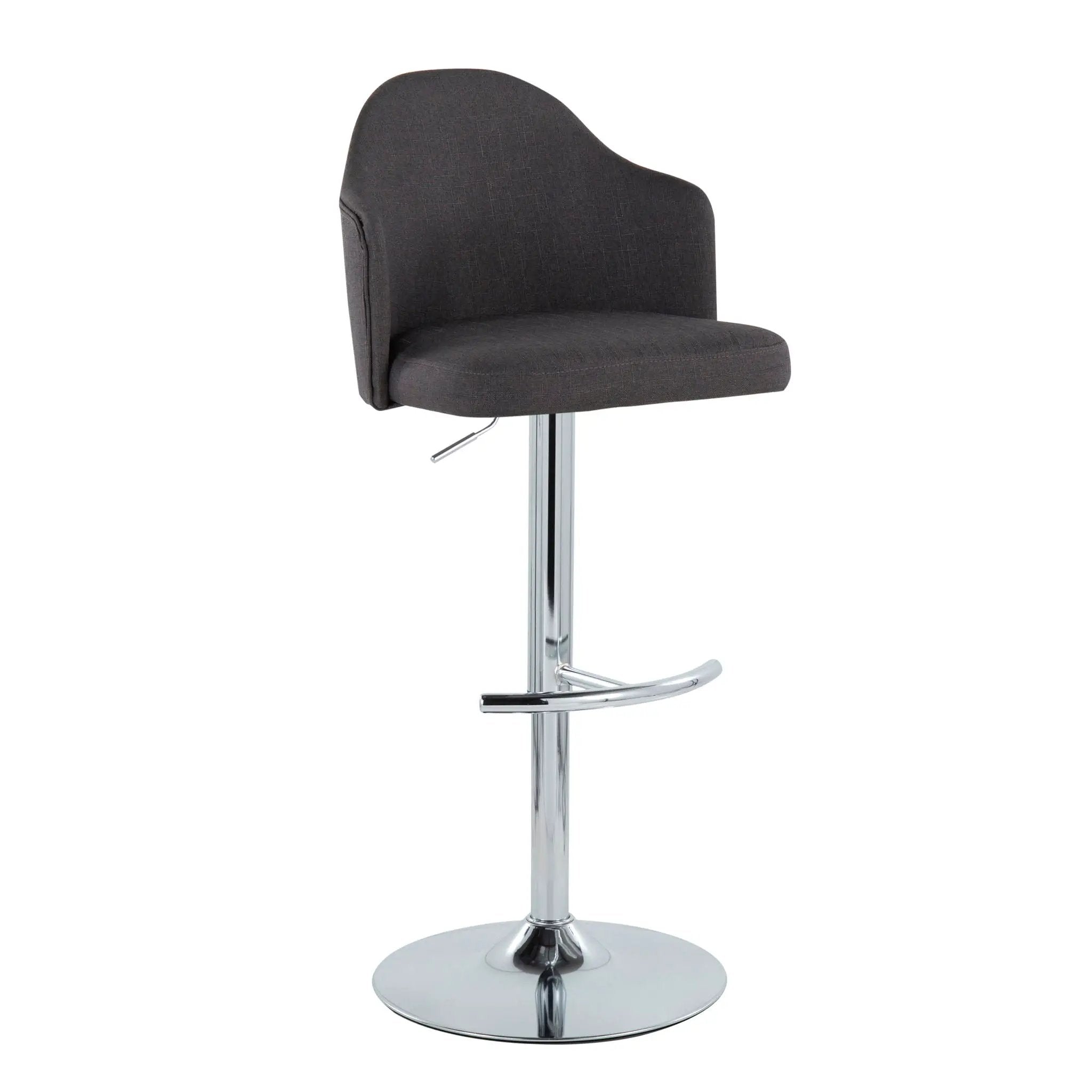 Ahoy - Contemporary Adjustable Barstool With Swivel With Rounded T Footrest (Set of 2) by HouseOfZazla
