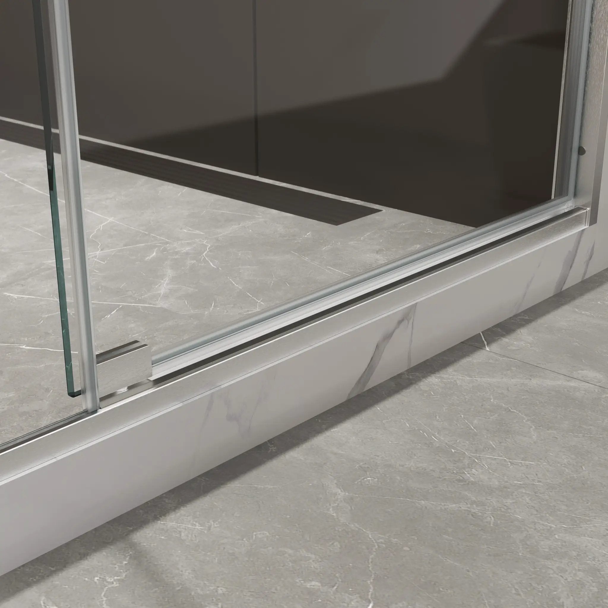 44-48"W x 74"H Pivot Shower Door with Brushed Nickel Finish by HouseOfZazla