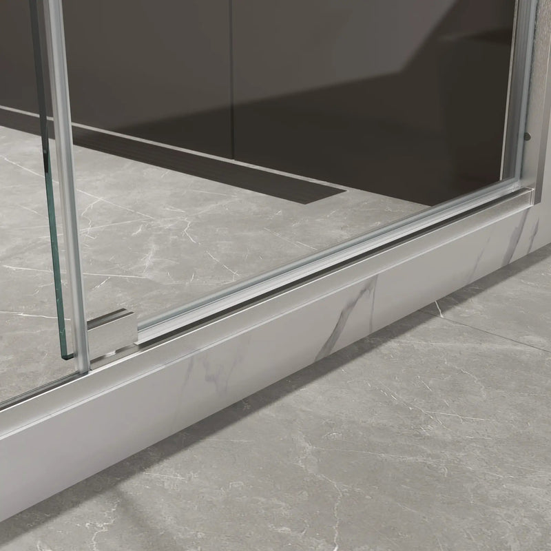 44-48"W x 74"H Pivot Shower Door with Brushed Nickel Finish by HouseOfZazla