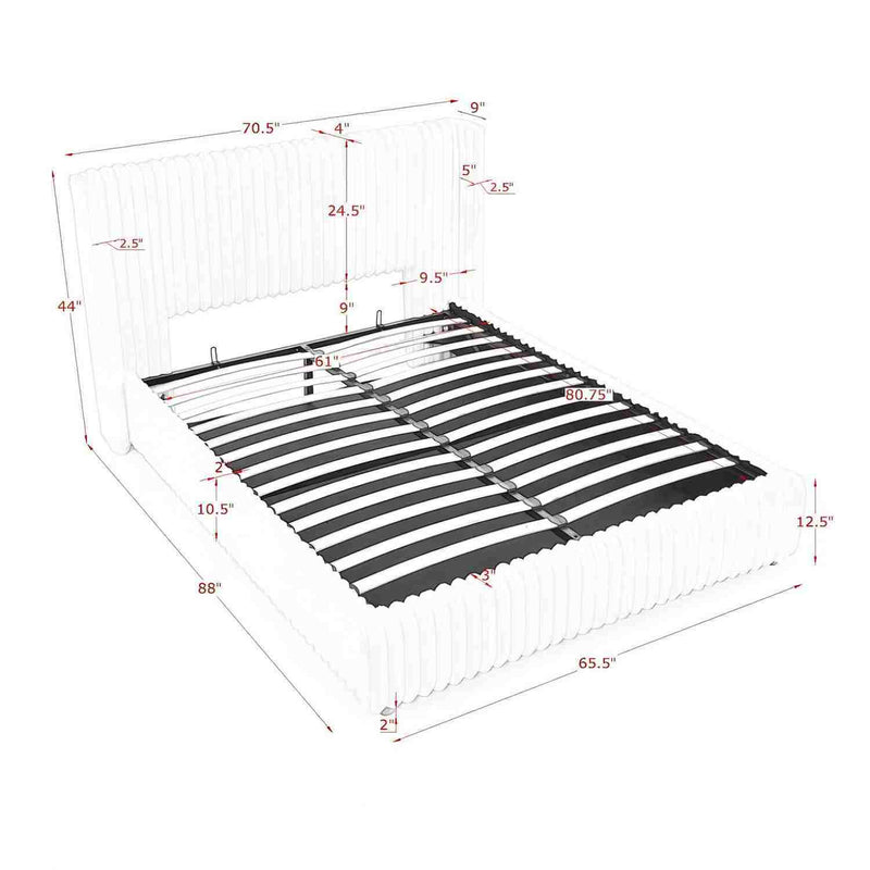 Functional Vertical Striped Bed With Gas Lift Storage by Unique Piece Furniture