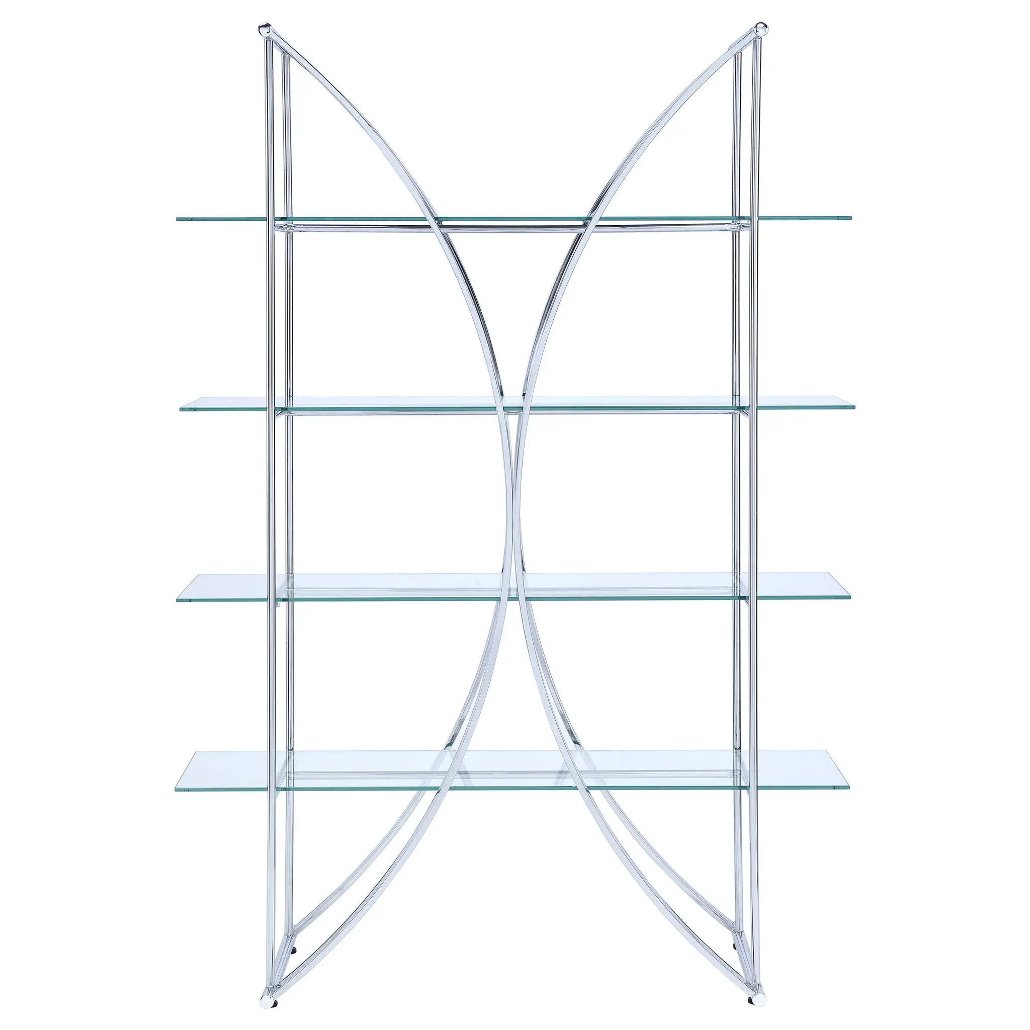 Larson 73-inch 4-shelf Glass Bookshelf Chrome by Unique Piece Furniture
