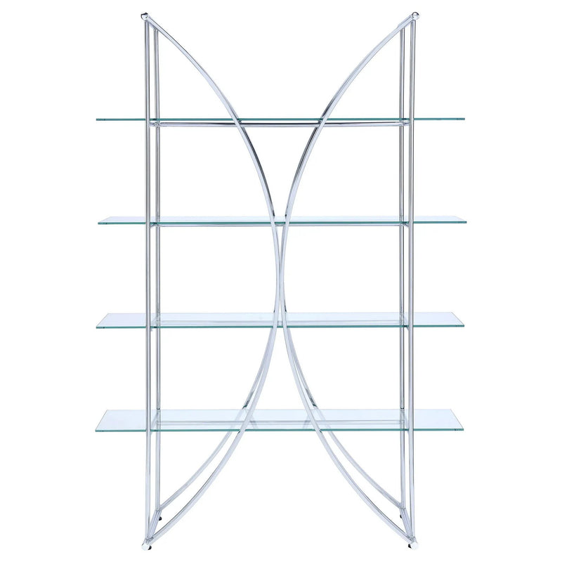 Larson 73-inch 4-shelf Glass Bookshelf Chrome by Unique Piece Furniture