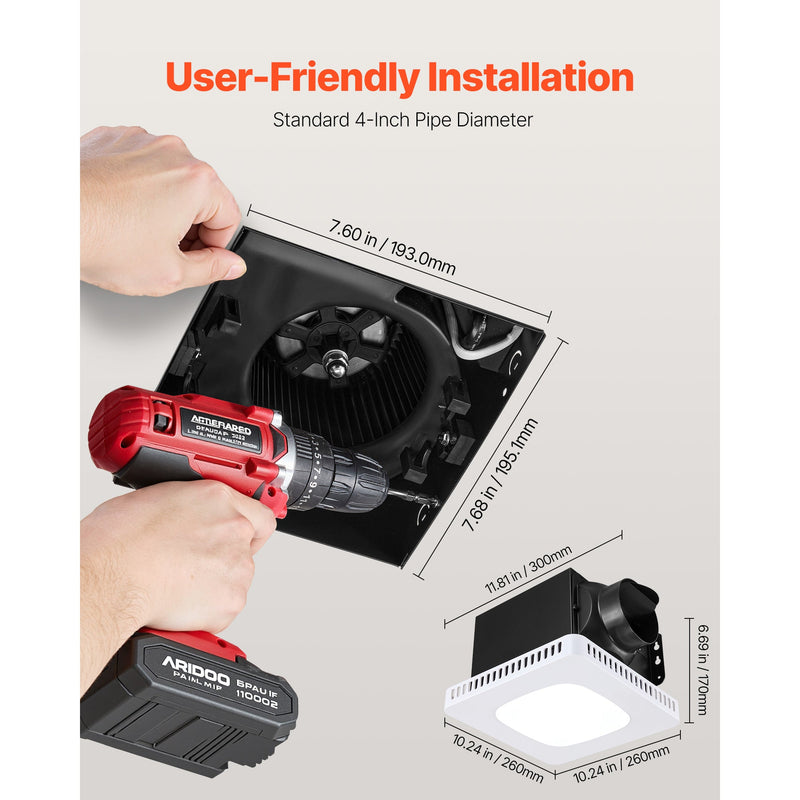 Bathroom Exhaust Fan with LED Light, 80 CFM by HouseOfZazla