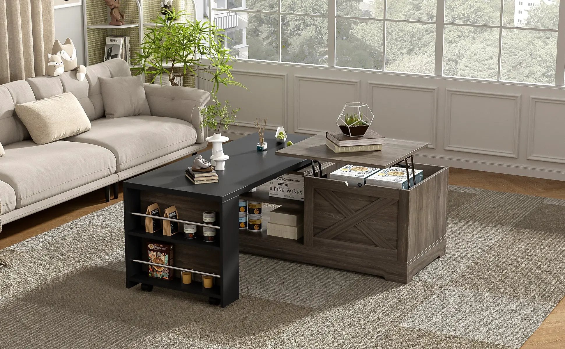 Farmhouse Lift Top Coffee Table With Barn Doors by HouseOfZazla