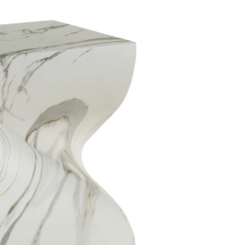 Outdoor End Table, Round Side Table For Patio And Garden - Marble by Unique Piece Furniture