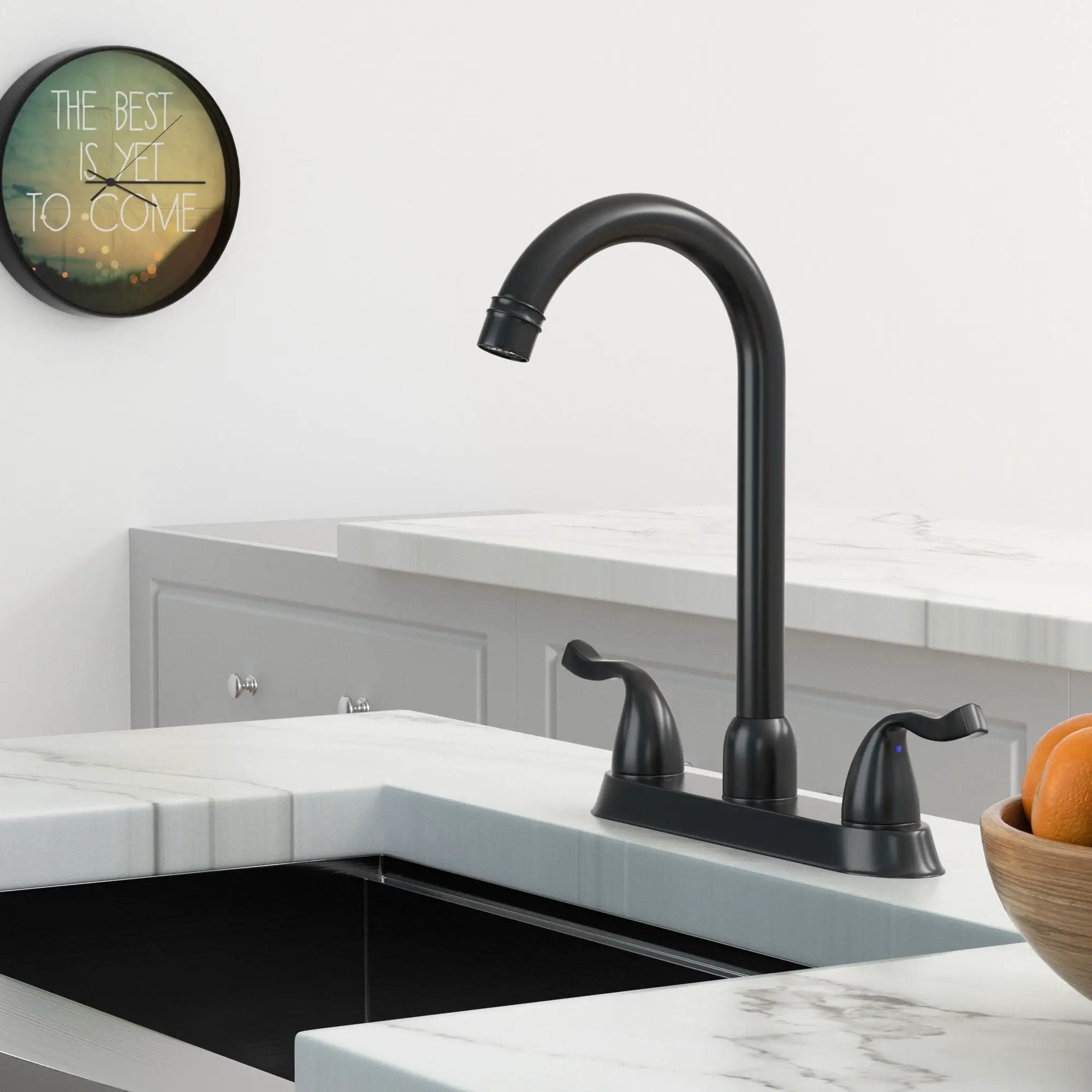 Stainless Steel Kitchen Sink Faucet With 2 Handles, 3 Hole Installation by HouseOfZazla