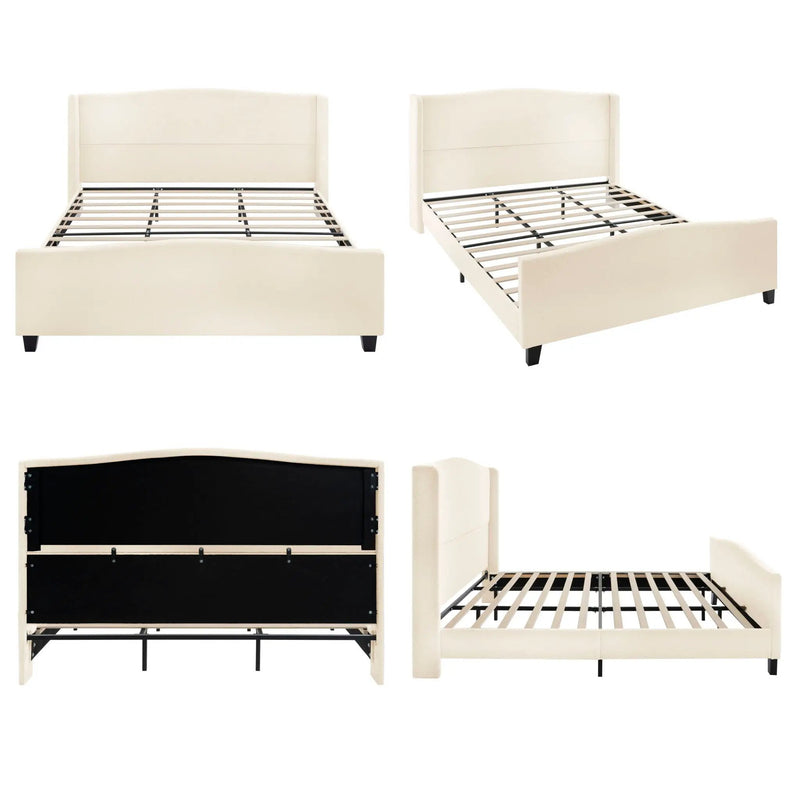 Platform Bed Frame With Tall Headboard And High Footboard by HouseOfZazla