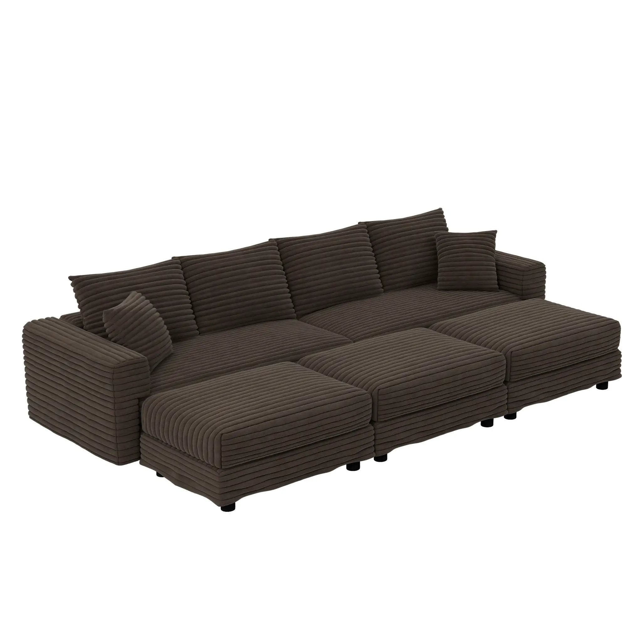 Deep Seat Convertible Sofa With Soft Pillows And Ottomans by HouseOfZazla