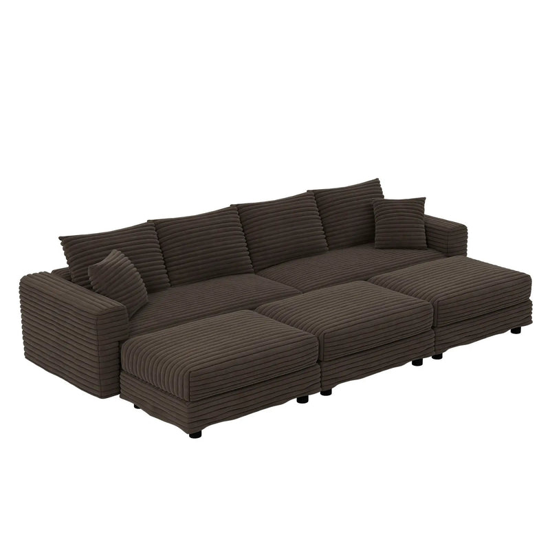 Deep Seat Convertible Sofa With Soft Pillows And Ottomans by HouseOfZazla