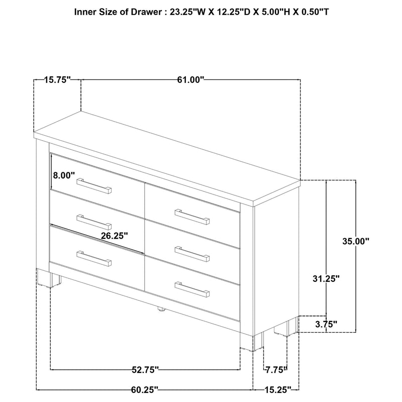 Sansome - 6 Drawer Bedroom Dresser With Pulls - Oak by HouseOfZazla