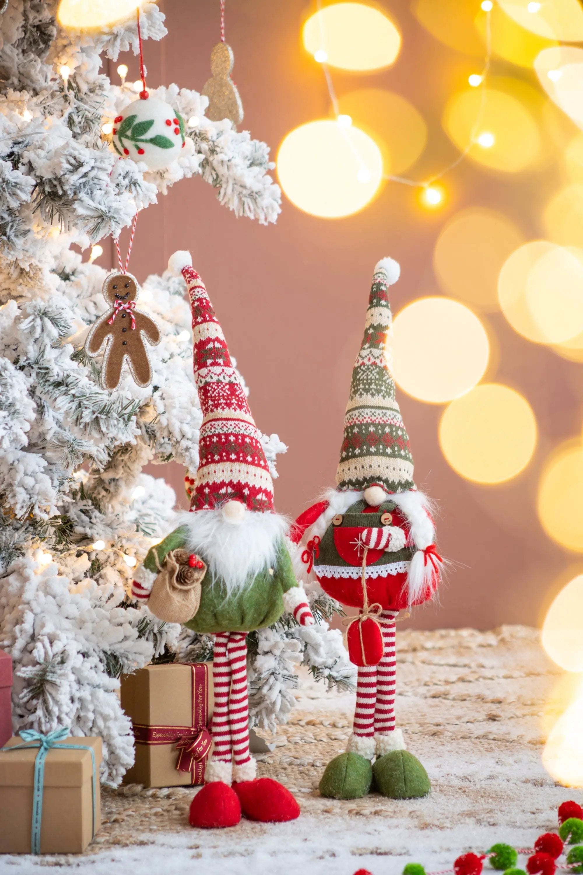 Set of 2 Fabric Standing Holiday Gnomes by HouseOfZazla