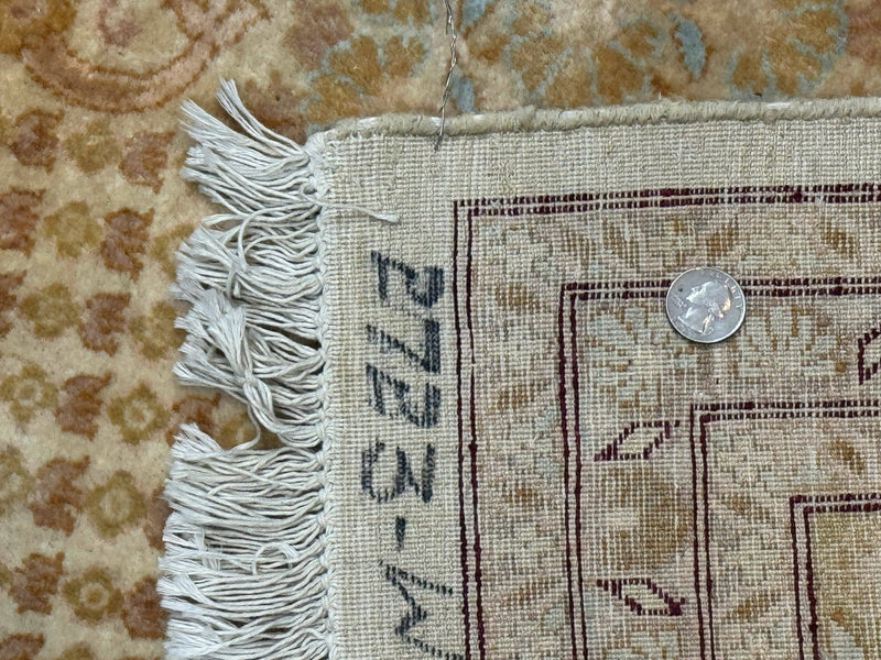 Pakistani Carpet 9x12, Finely Hand Knotted 270 KPSI, Cream, Allover Pattern by Jewel Rugs