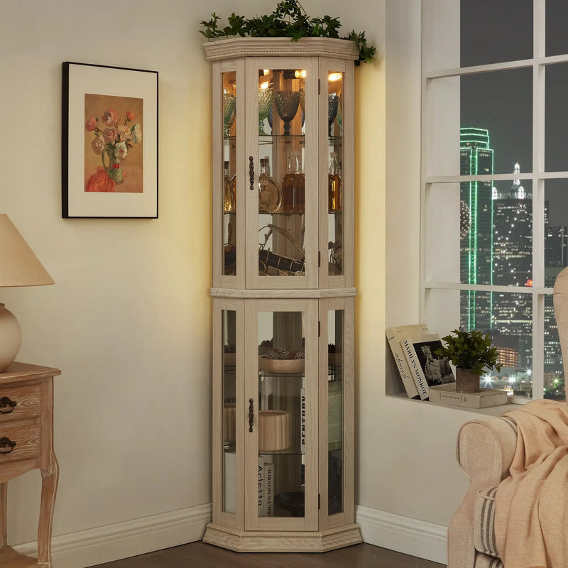 Elegant Lighted Corner Curio Cabinet by HouseOfZazla
