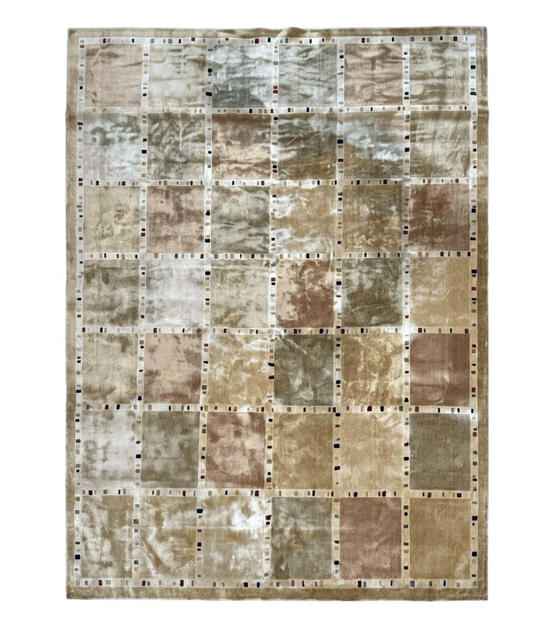 Large Wool Rug 10x13, Panel Design, Modern Contemporary Carpet by Jewel Rugs