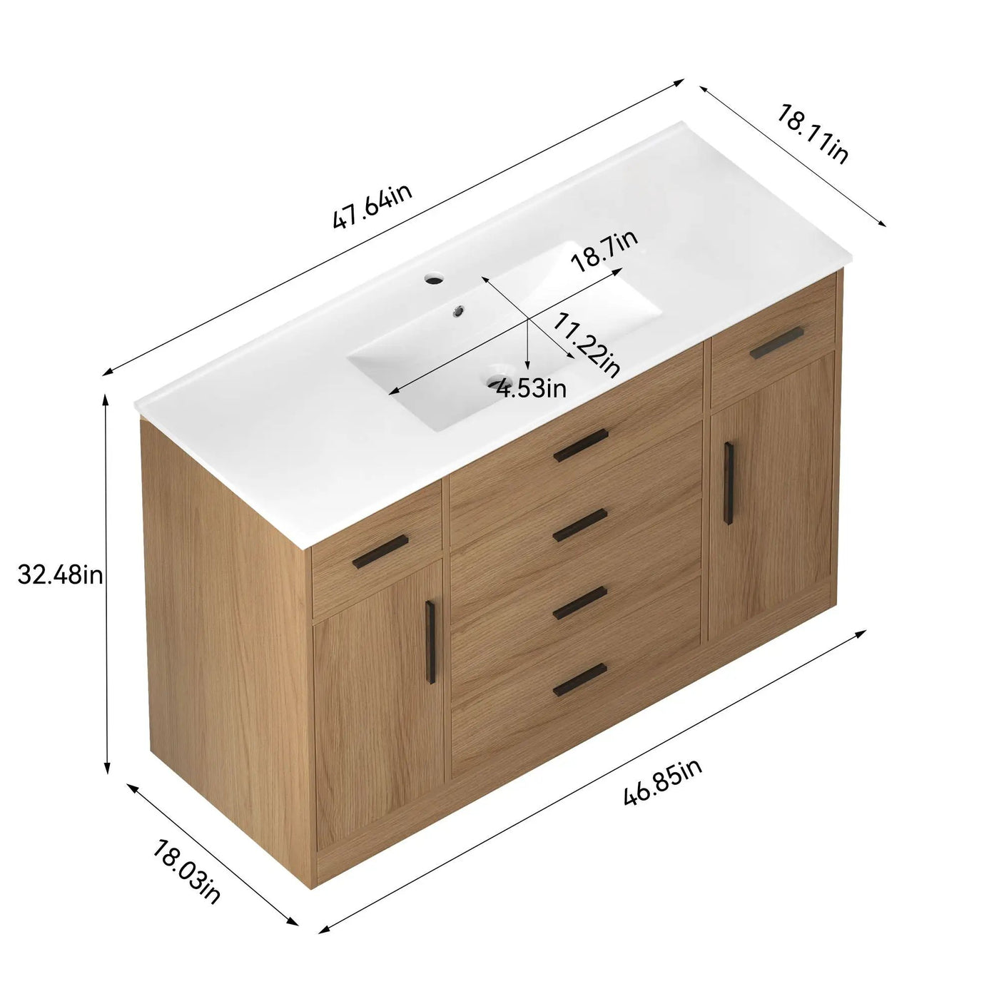 Bathroom Vanity With Abundant Storage 2 Soft Close Doors And 6 Drawers by Unique Piece Furniture