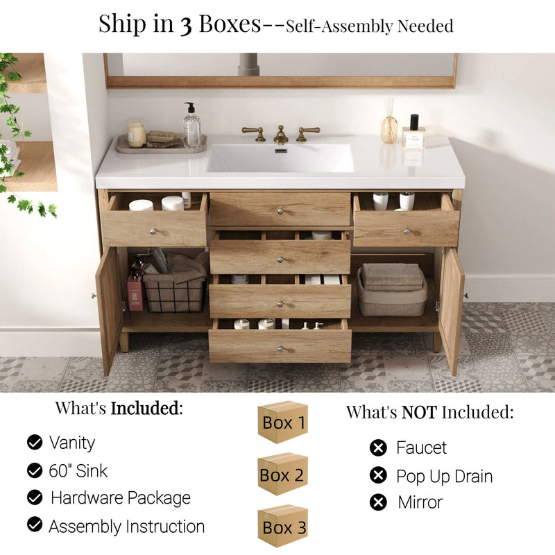 Bathroom Vanity With Sink, 5 Legs, Soft Close Drawers by HouseOfZazla