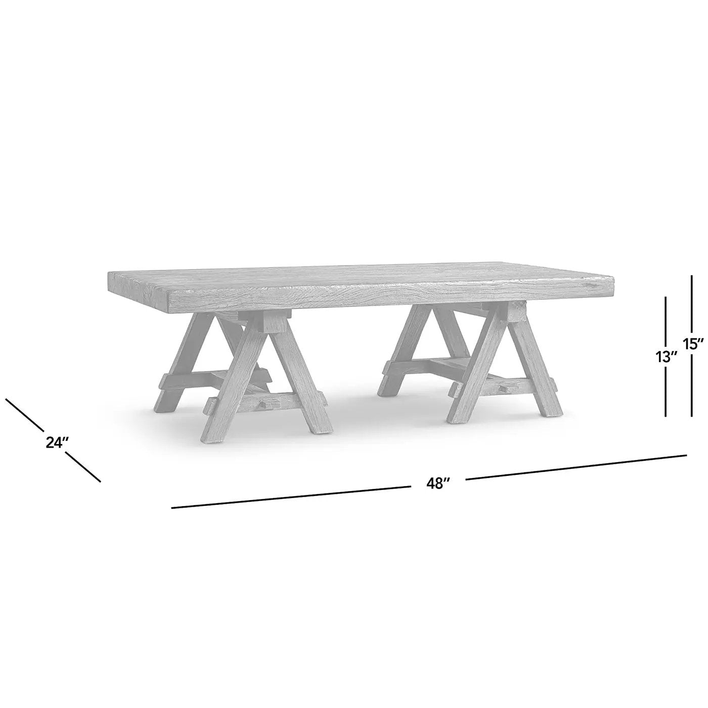 Hawthorne 48' Solid Reclaimed Elm Rectangular Trestle Coffee Table by HouseOfZazla