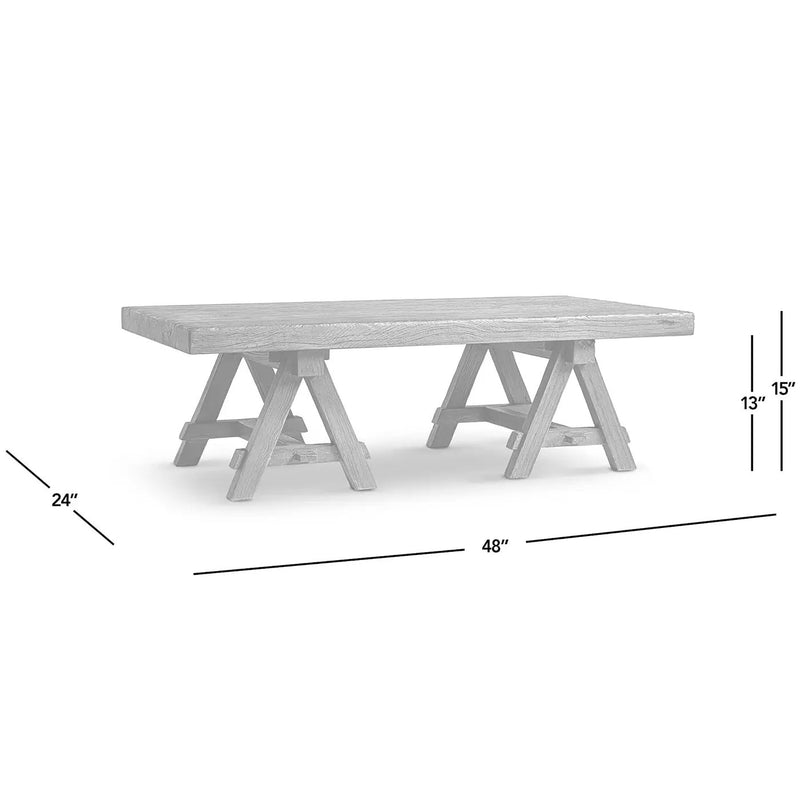 Hawthorne 48' Solid Reclaimed Elm Rectangular Trestle Coffee Table by HouseOfZazla