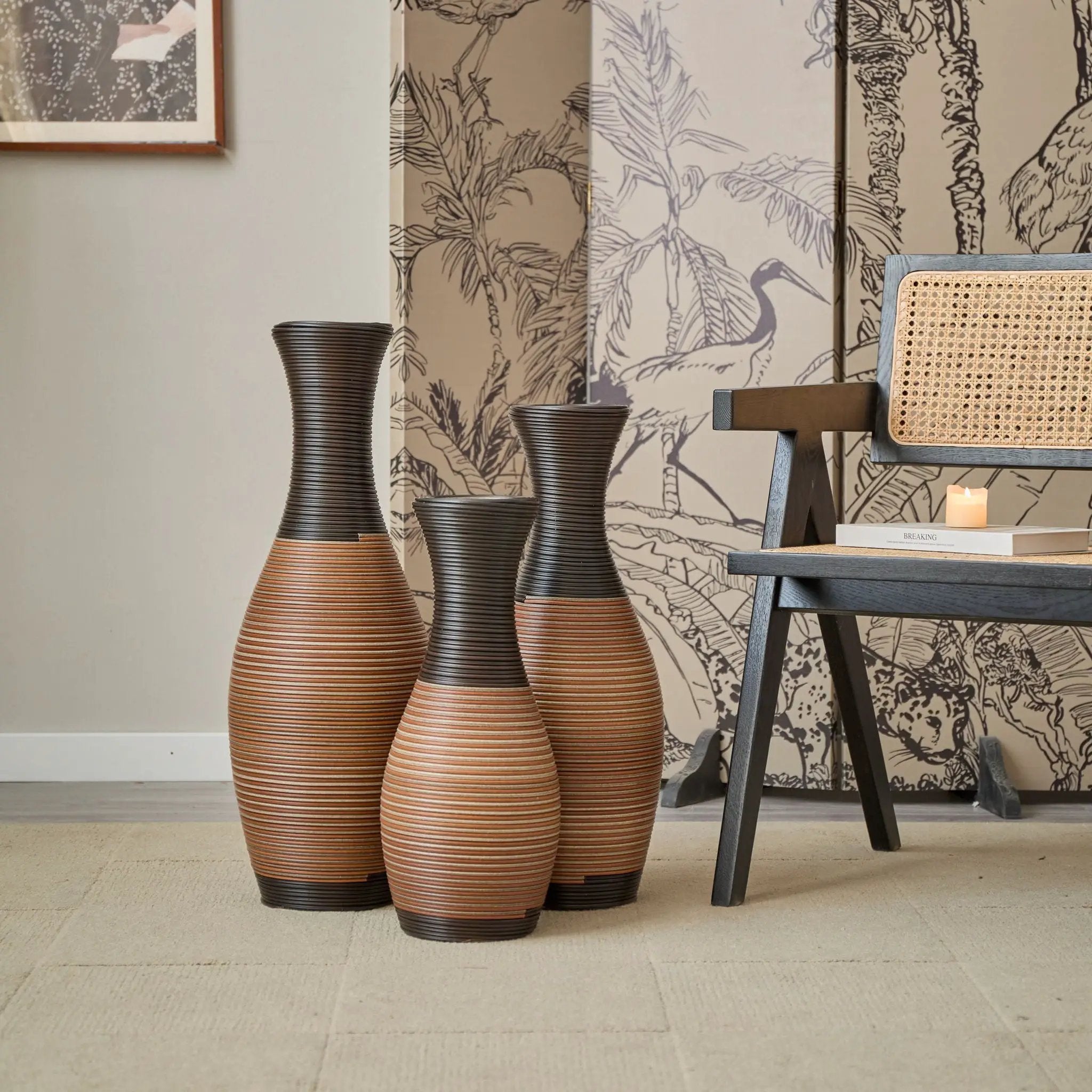 Designer Floor Vases, Large Vases For Home Decor Flooring (Set of 3) by HouseOfZazla