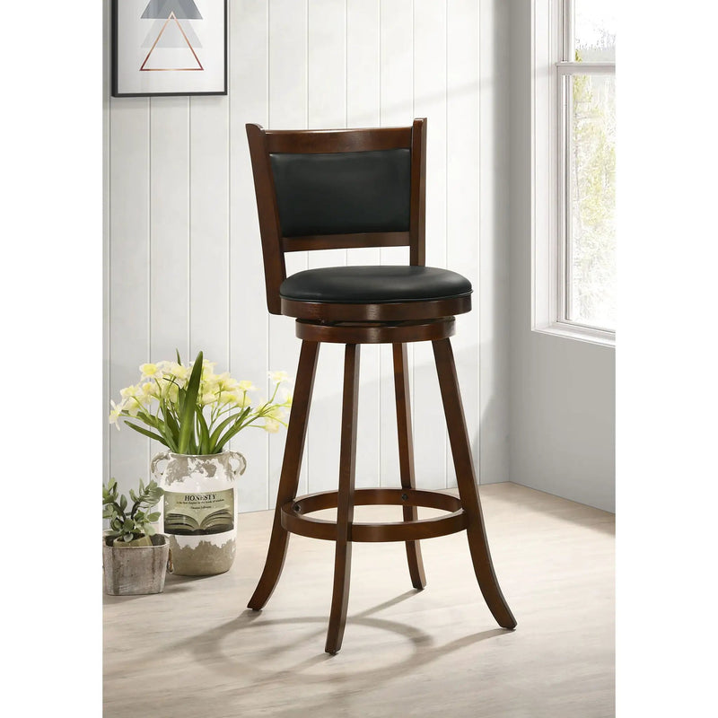 Swivel Stool With Upholstered Seat (Set of 2) - Black / Brown by HouseOfZazla