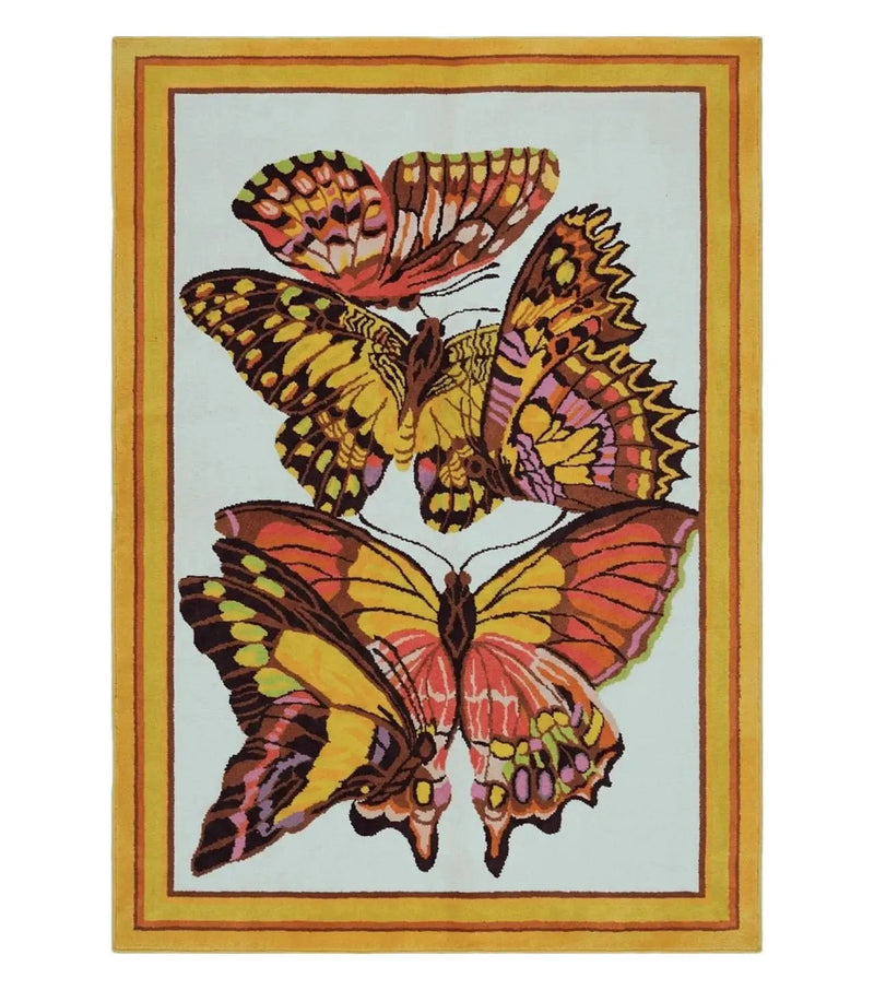 4' X 6' Tartare Modern Hand Knotted Spainsh Wool Rug Butterfly Getting Wings Nice by Jewel Rugs