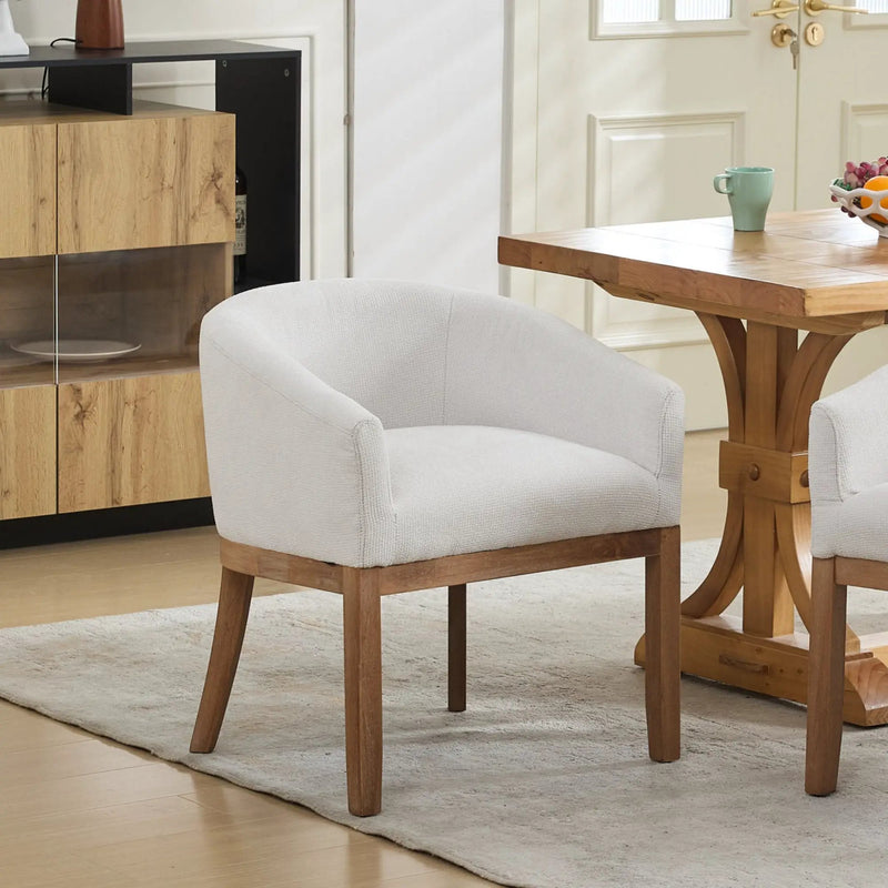 Mid Century Modern Upholstered Barrel Dining Chair with Arms by HouseOfZazla