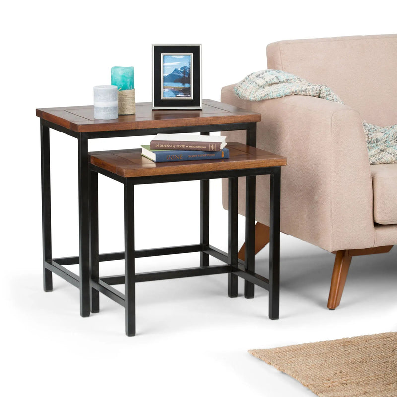 Skyler - 2 Piece Nesting Side Table - Dark Cognac Brown by Unique Piece Furniture