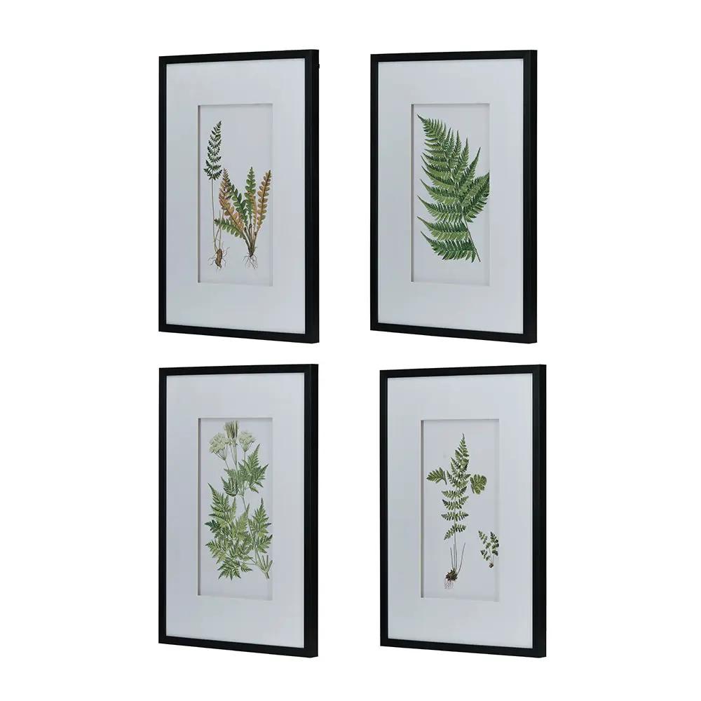 Botanical And Fern Wall Art, Wall Decor For Living Room Dining Room Entryway (Set of 4) - White / Black by HouseOfZazla