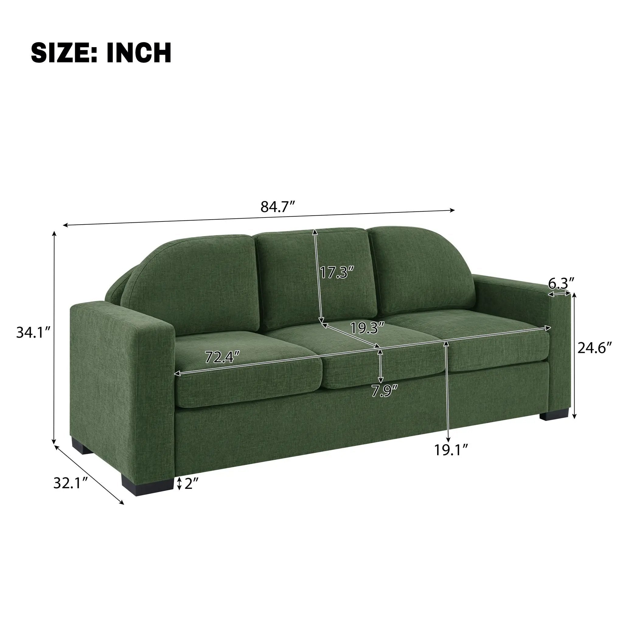 Modern 3 Seater Sofa With Curved Backrest by HouseOfZazla