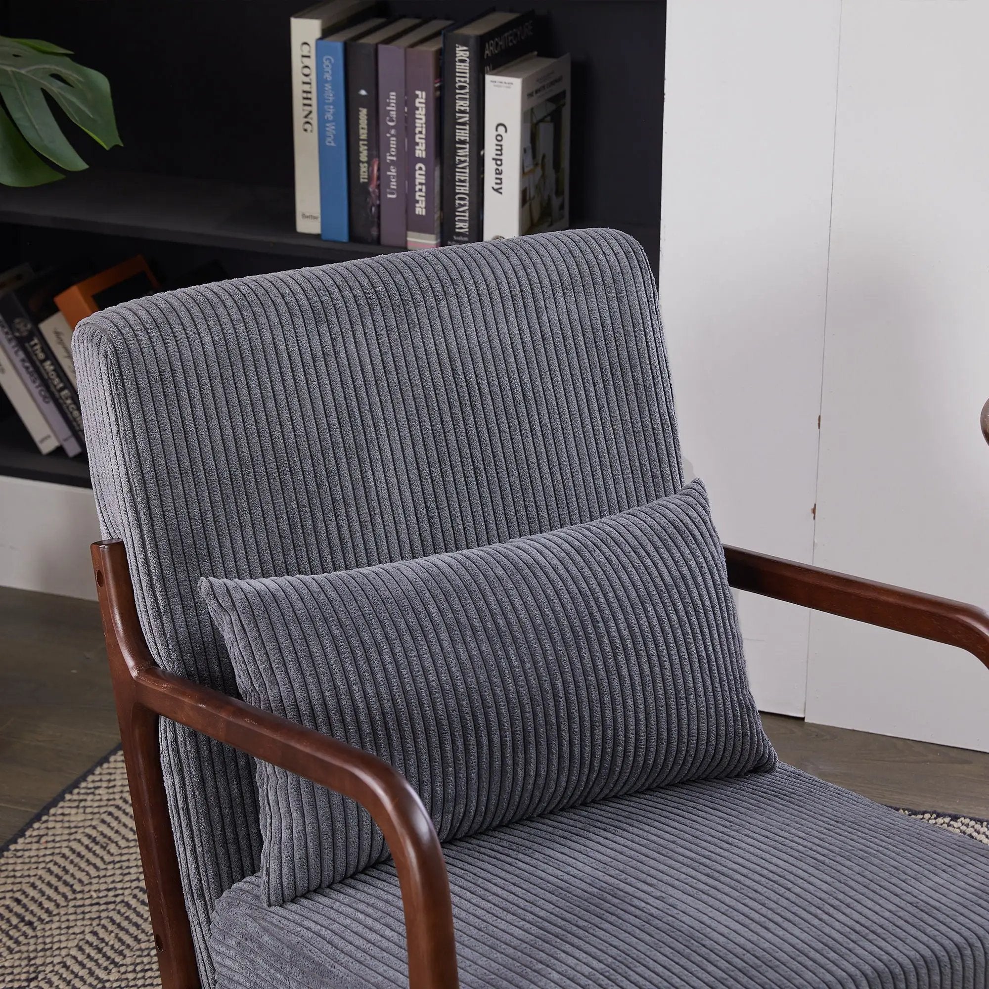Accent Chair With Pillow And Wood Frame