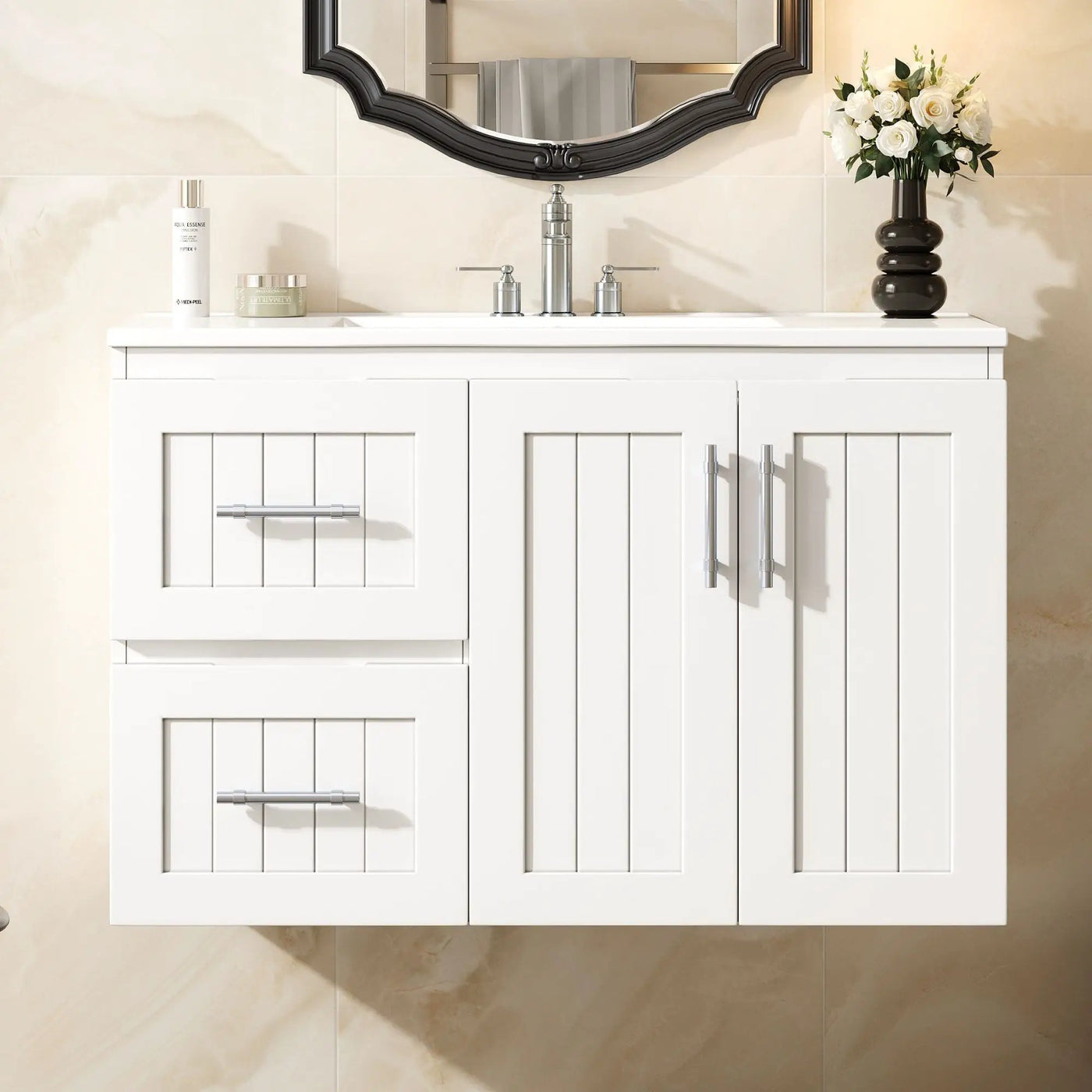 Wall Mounted Bathroom Vanity & Sink, 2 Drawers by HouseOfZazla