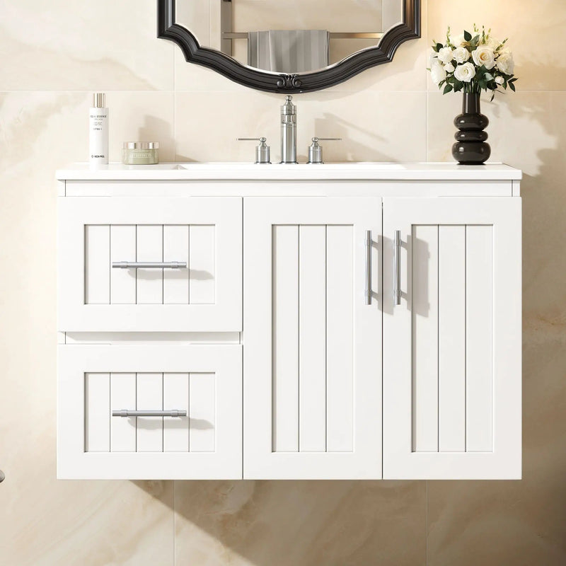 Wall Mounted Bathroom Vanity & Sink, 2 Drawers by Unique Piece Furniture