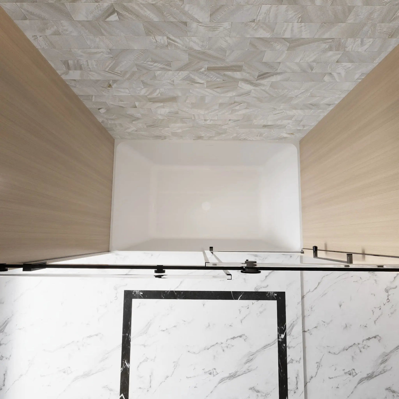 Frameless Single Sliding Shower Door, Square Tube Track by HouseOfZazla