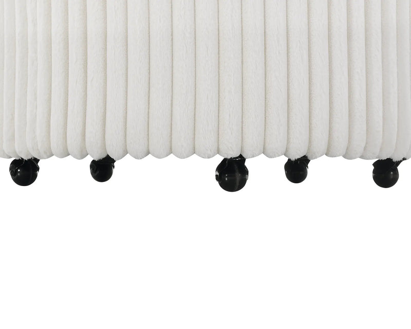 Malna Plush Wide Wale Corduroy Upholstered Barrel Accent Chair with Wheels by HouseOfZazla