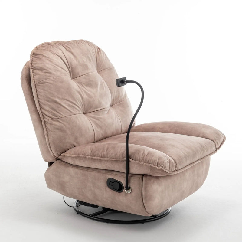Modern Swivel Gliding Recliner Chair With Rocking Function And Phone Holder, Large Comfortable by Unique Piece Furniture